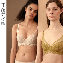 HSIA ya ya ultra-thin underwear womens large size cup on top hold anti-shake sexy lace big chest small bra thin