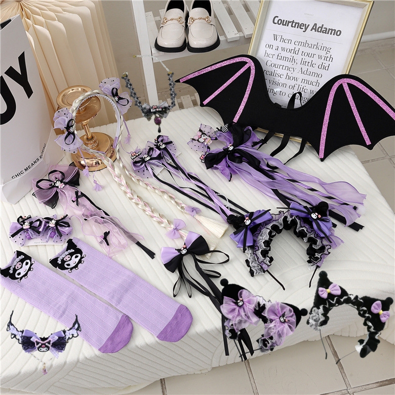 Halloween Cosplay Kuromi Magic Wand Wings Lolita Handmade Cane Princess Headband Performance Props Accessories Halloween Cosplay Kuromi Magic Wand Wings Lolita Handmade Cane Princess Headband Performance Props Accessories