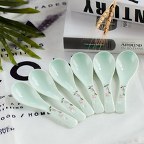 Small spoon Home Ceramic Small Soup Spoon Spoon Ceramic Eating Spoon Small Tablespoon of Microwave Oven Cutlery
