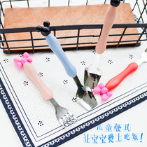 Stainless Steel Spoon Home Dessert Small Spoon Creative Children Fork Suit Cute Soup Spoon Spoon Children Cutlery