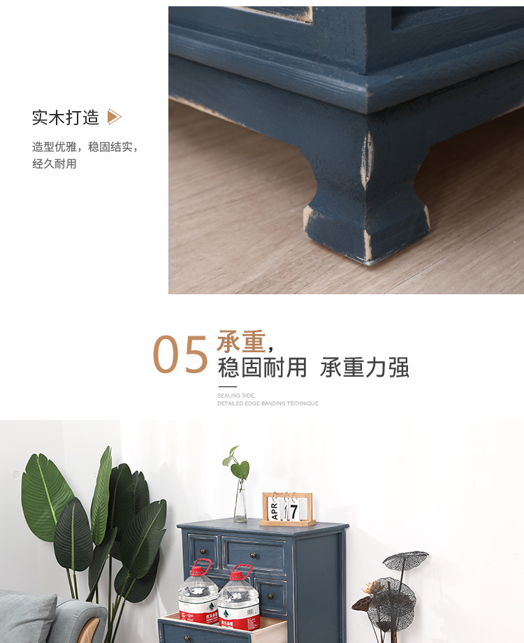 Tủ ngăn kéo Địa Trung Hải gỗ rắn phòng khách cũ retro Mỹ ngăn kéo lưu trữ tủ phòng ngủ lưu trữ năm hoặc sáu ngăn kéo - Buồng các mẫu tủ quần áo gỗ