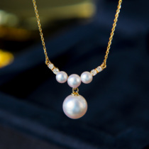 Summer Night Ball Japanese seawater pearl 18K gold diamond necklace akoya floodlight 3 1 Design collarbone chain