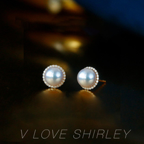 To Yang Flower Suit Japanese Seawater Akoya Pearl Ear Nail 18k Gold Diamond Fashion Simple Earrings Earrings