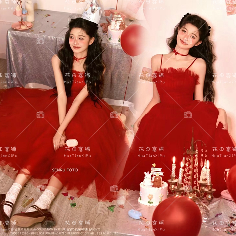  Photo average code+Red gauze skirt   + $27.98 