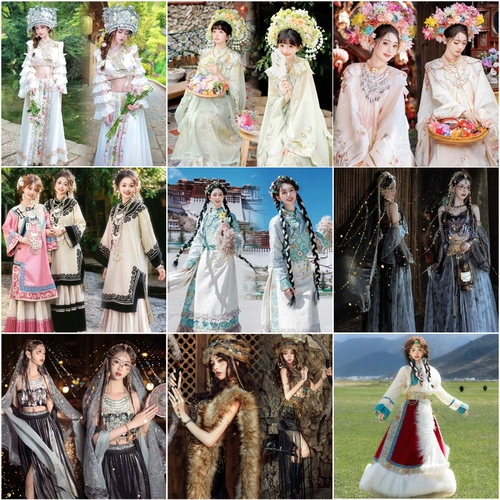 Юньнан Дали Лицзян национальный стиль, туристическая одежда, Западный регион принцесса фото одежда Тибетская тибетская одежда Фотография Фотография