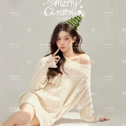 Новая фотостудия, осенне-зимняя новогодняя, рождественская тематическая одежда, женские свитера, маленькая свежая одежда для художественной фотографии для девочек