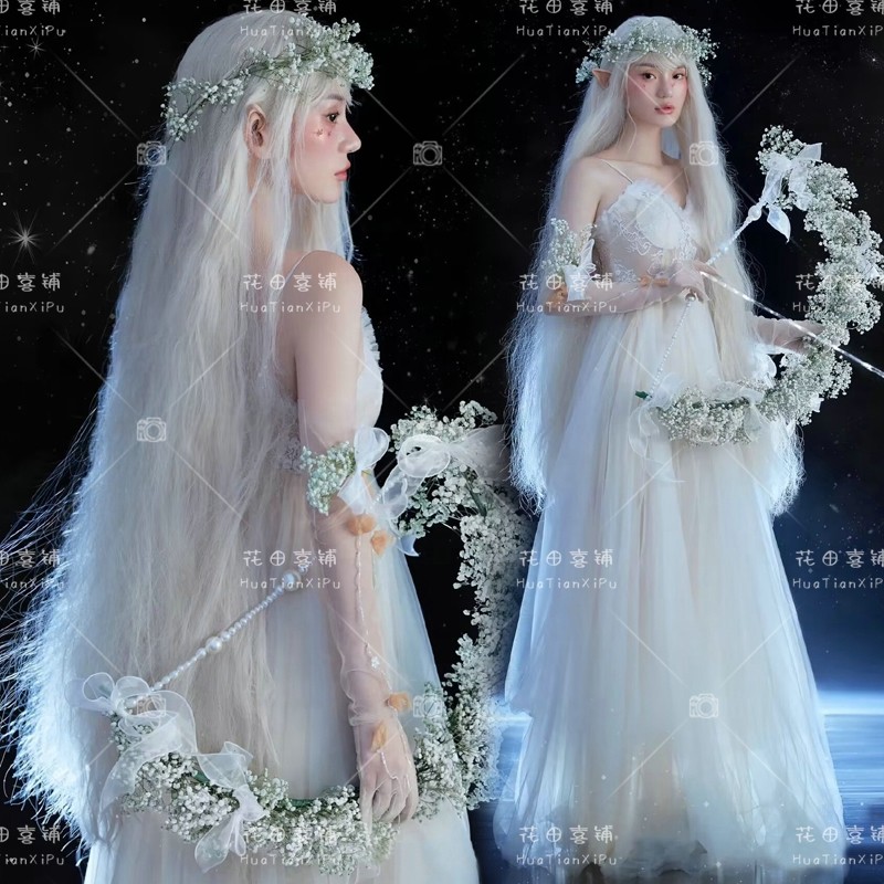 Фотостудия 2025 Волшебный Эльф Цветочная Фея Фотокостюм Лесная Фея Экстерьер Художественное фото Легкое Свадебное платье