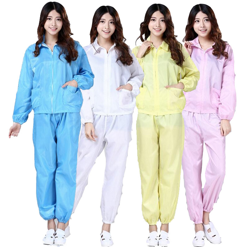 Antistatic Two-style clothing anti-dust clean workwear two-piece protective spray paint blouse white blue dust-free