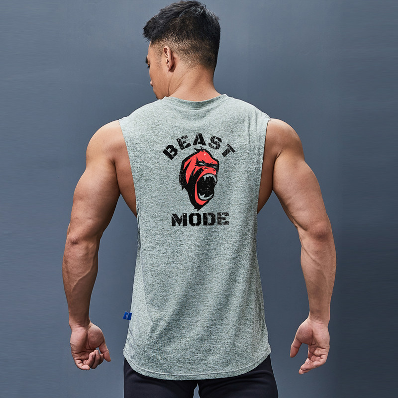 Iron wolf fitness vest sports quick-drying clothes muscle men training with waistcoat loose dog breathable sweat-absorbing sleeveless summer