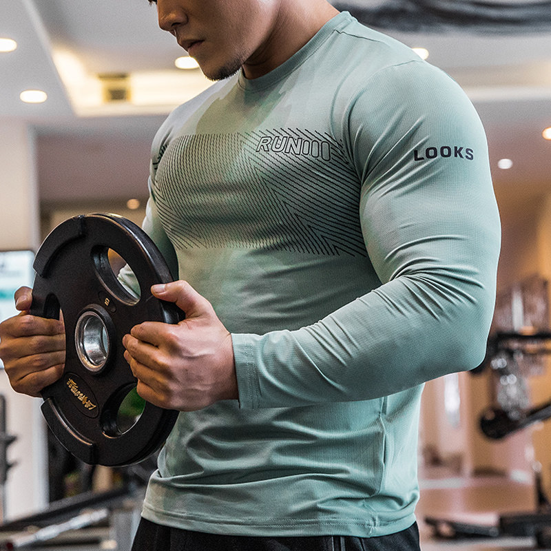 Iron Wolf Sport Fitness Coat Long Sleeve Men Fall Loose Elastic Breathable Quick Dry Running Training Casual Blouse