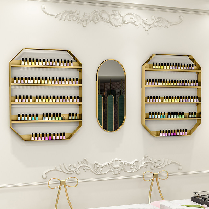 Nail art shelf wall hanging nail salon wall frame display frame Wrought iron personality art generously placed nail oil glue shelf