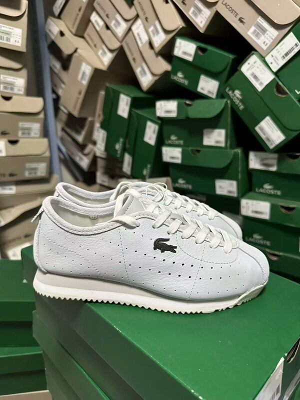 Lacoste French Crocodile Leather Low-Top Casual Shoes, Popular Comfortable Women's Shoes (Slight Color Variation)