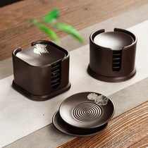 Teacup mat with electric Wood tea cup mat kung fu tea ceremony tea set insulation mat cup holder Japanese home ebony wood combination