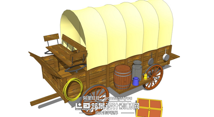 DB00928马车人力车欧式风格su模型草图大师模型设计sketchup图...-2