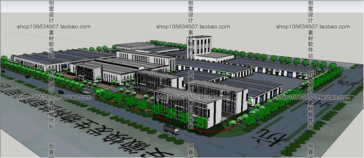 R327 草图大师工业工厂厂房园区SU模型示范区改造办公楼s...-9