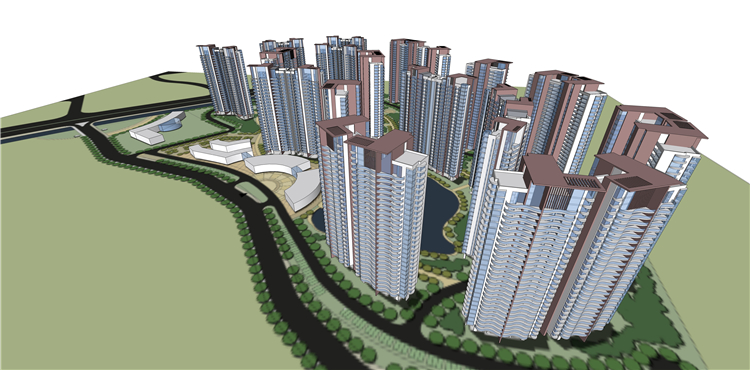 R134高层住宅公寓欧式英式中式建筑设计SU模型SketchUp草图...-8