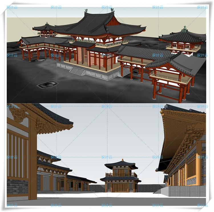 SJ034古建SU模型 仿古建筑古亭中国式/外国古典-5