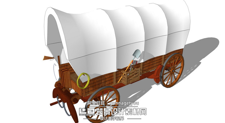 R268 马车人力车欧式风格su模型草图大师模型设计sketchup...-6