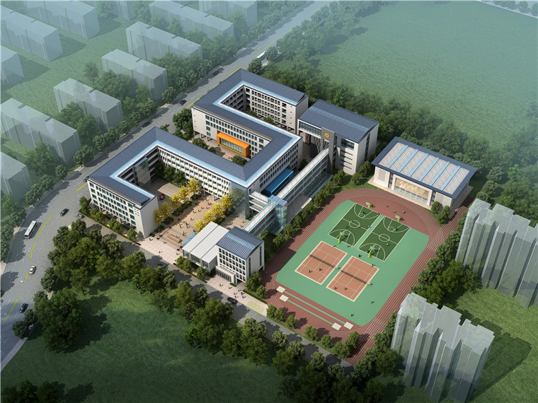 SU00176 杭州下沙区一小学学校建筑方案设计含SU模型+方案文本-1