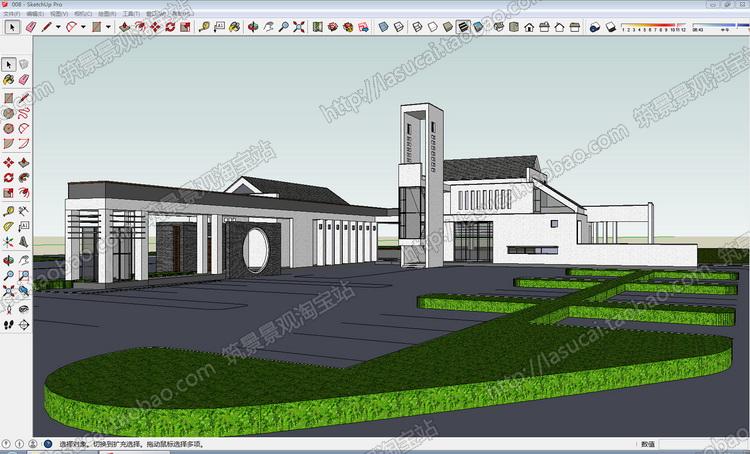 DB00901SU中式风格建筑模型Sketchup徽派组件别墅商业住宅办公...-1