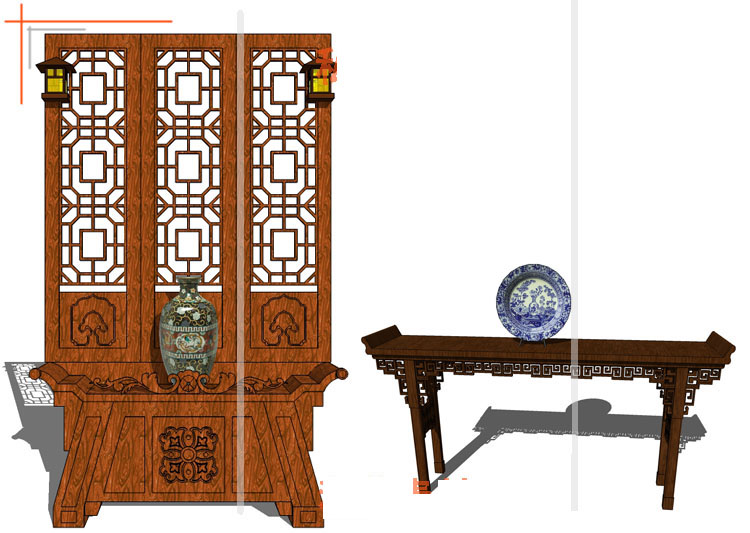R249 草图大师新中式家具SU室内桌椅床茶几柜子沙发sketch...-2