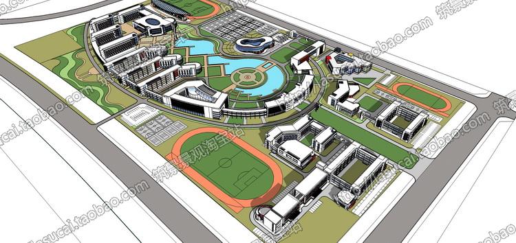 DB00771 Sketchup组件SU草图大师学校校园大学中学建筑模型毕...-1