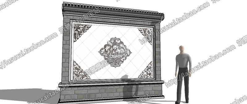 DB00620 SU组件Sketchup草图大师景观模型中式亭廊景墙水景灯...-19