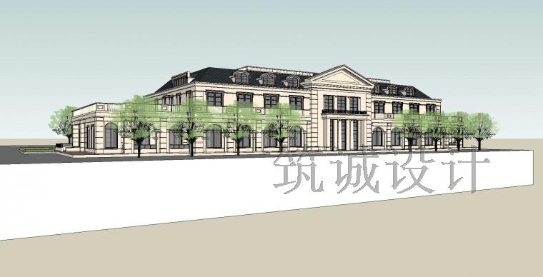 TU00171新中式法式古典 会所 会馆 建筑设计SU模型方案 素材-4