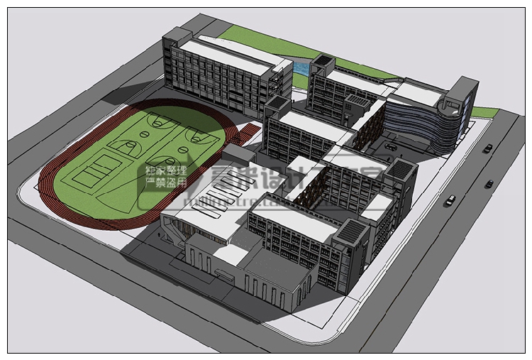 DB08231 中小学校园 SU模型 教学楼学校规划景观sketchup教育建...-2