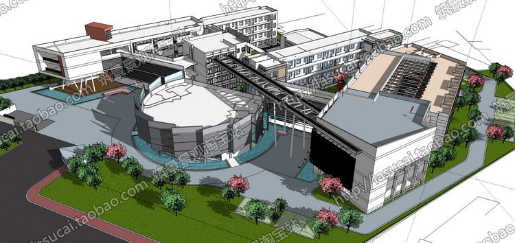 DB00771 Sketchup组件SU草图大师学校校园大学中学建筑模型毕...-2