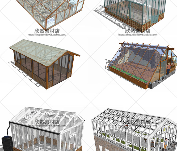 R314 sketchup园林景观温室大棚阳光房乡村农业SU草图大师...-4