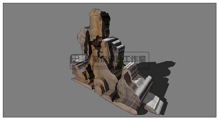 DB08159 假山景观石头SU模型小品太湖石置石sketchup建筑景观...-10