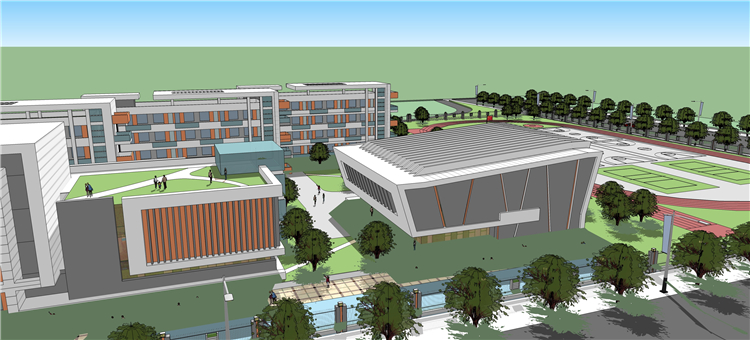 DB00504大学中学小学校园学校教学楼建筑设计SU模型SketchUp草...-7