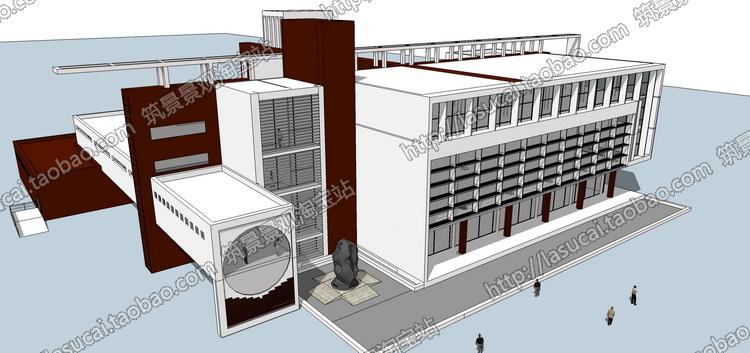 DB00752 Sketchup组件SU草图大师图书中心公共建筑模型毕业设...-6