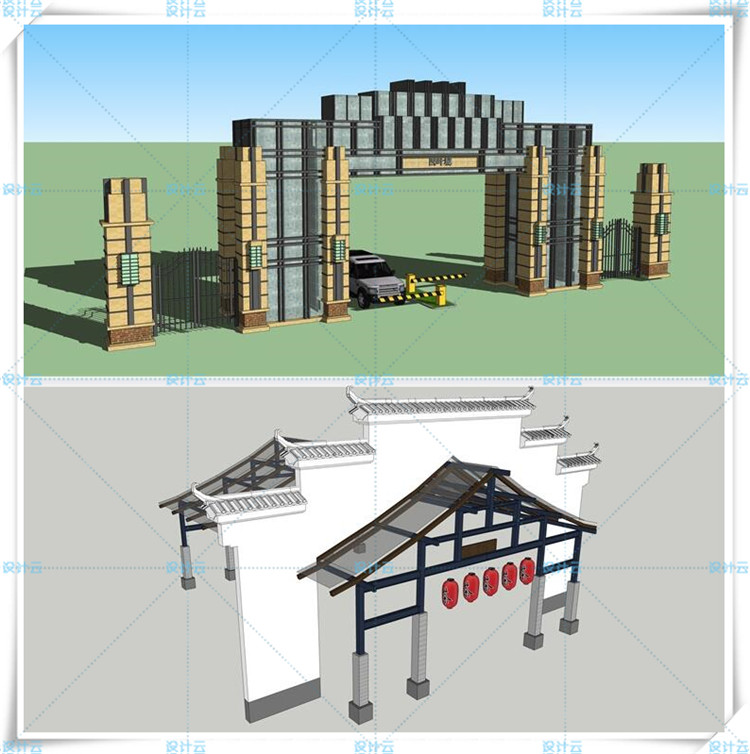 SJ022小区大门/门卫/入口/欧式/现代景观合集SU模型-19
