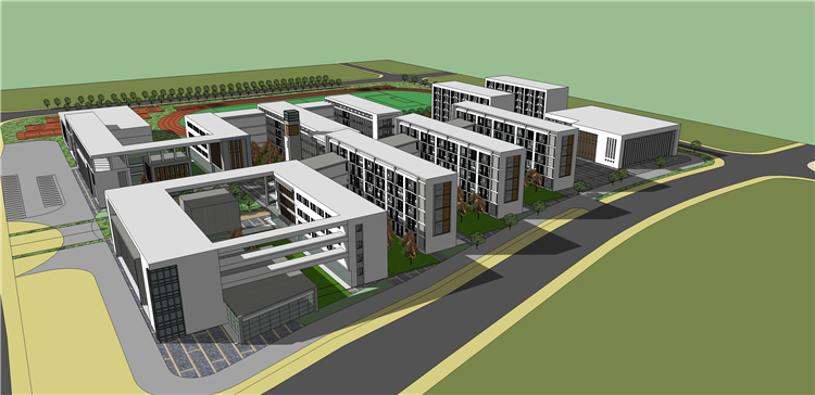 DB00504大学中学小学校园学校教学楼建筑设计SU模型SketchUp草...-8