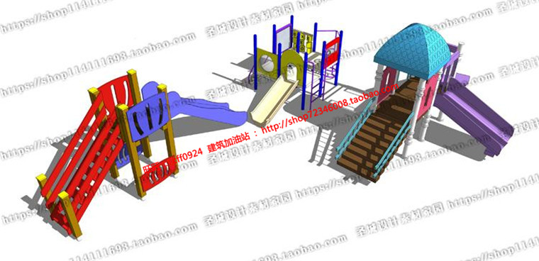 DB00019 su模型幼儿园儿童游乐场过山车摩天轮健身设施草图...-6