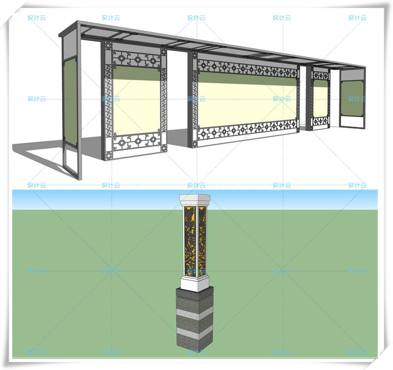 SJ046室外园林景观灯具路灯古灯模型欧式中式SU模型-9