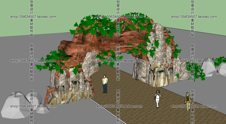 DB08120小区景区学校欧式中式厂区大门岗亭入口sketchup模型...-44