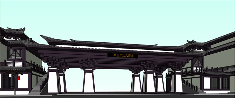 SU00194汉代商业街仿古SU精细模型建筑方案设计资源素材-5