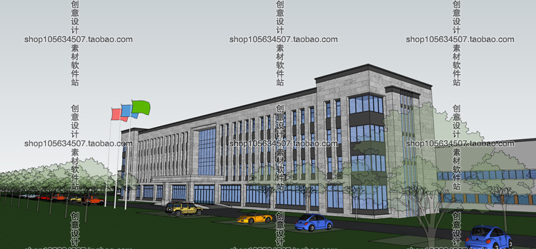 DB08108工业工厂厂房园区SU模型示范区改造办公楼-7