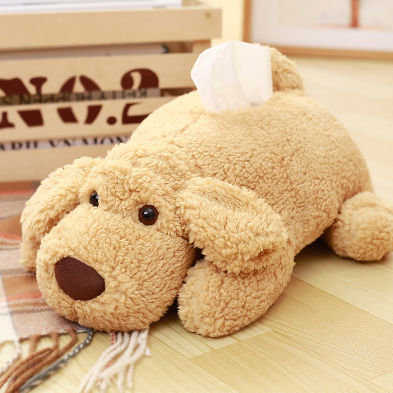 Cute Teddy Dog Tissue Box Back View Cat Tissue Drawer Plush Ornament Napkin Tissue Box Home Creative Car Tissue Drawer