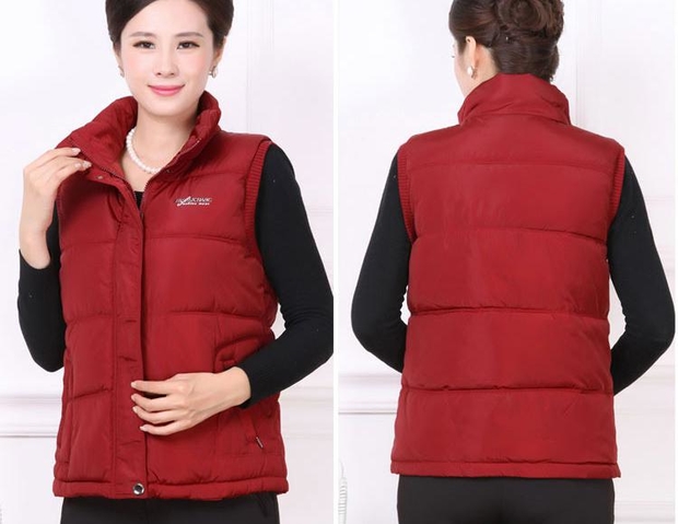 Phụ nữ trung niên mùa thu và mùa đông xuống áo vest ngắn bằng vải cotton cho phụ nữ Áo dài 40-50 tuổi áo phao nữ dáng dài