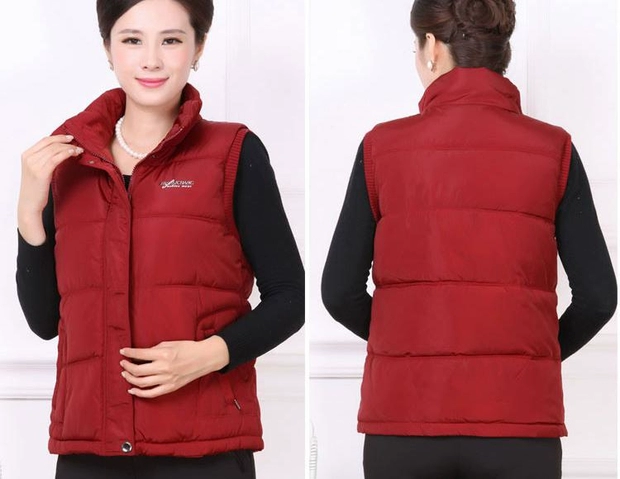 Phụ nữ trung niên mùa thu và mùa đông xuống áo vest ngắn bằng vải cotton cho phụ nữ Áo dài 40-50 tuổi