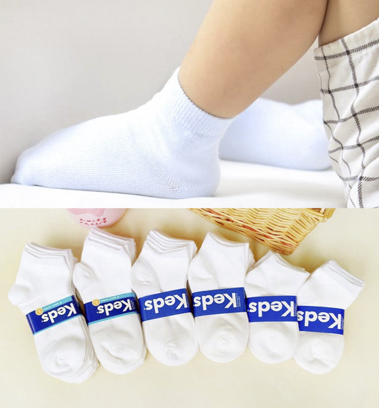 American Keds/Stride Rite Combed Cotton Seamless Student Socks for Boys and Girls, White School Uniform Socks for Older Children