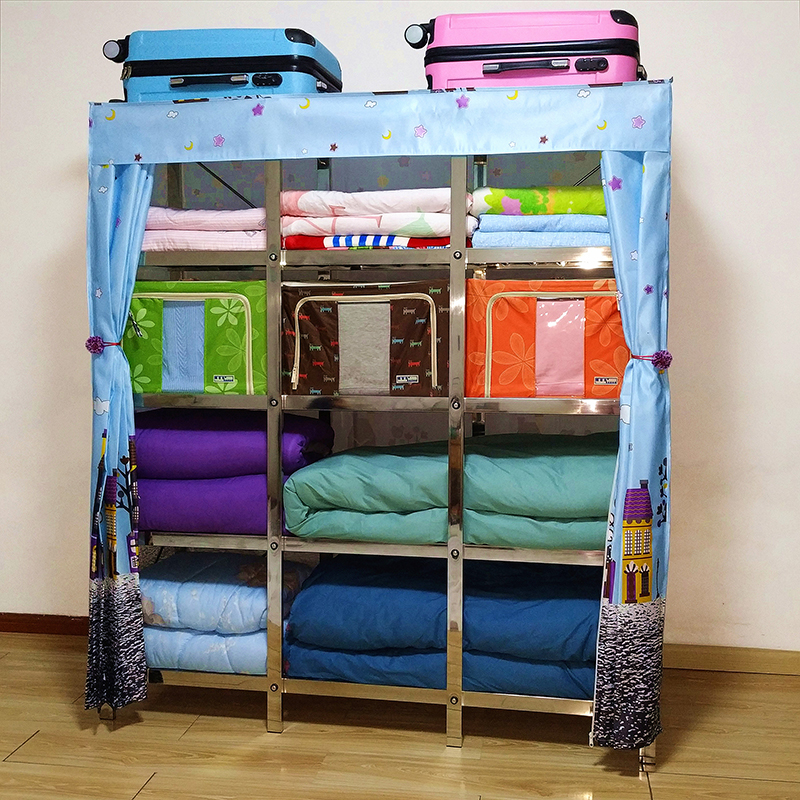 Putting cotton quilt cabinet large simple wardrobe all steel frame multi-layer storage cabinet folding storage full compartment rack