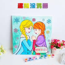 Childrens handmade DIY gouache painting Oil painting Wooden frame painting Puzzle coloring painting Acrylic paint painting Fun graffiti painting