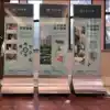 Double-sided vertical floor-to-ceiling stainless steel production display billboard signs water card stand poster stand indicator custom
