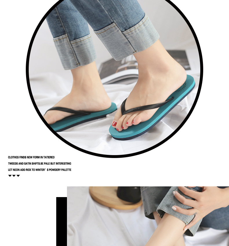 Mùa hè mới flip flops ladies phẳng dép chống trượt và dép đi trong nhà Châu Âu và Mỹ đơn giản màu rắn bãi biển cao su giày flip flops