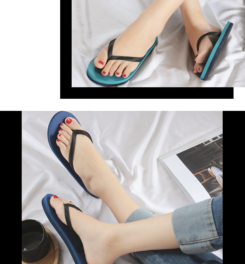 Mùa hè mới flip flops ladies phẳng dép chống trượt và dép đi trong nhà Châu Âu và Mỹ đơn giản màu rắn bãi biển cao su giày flip flops